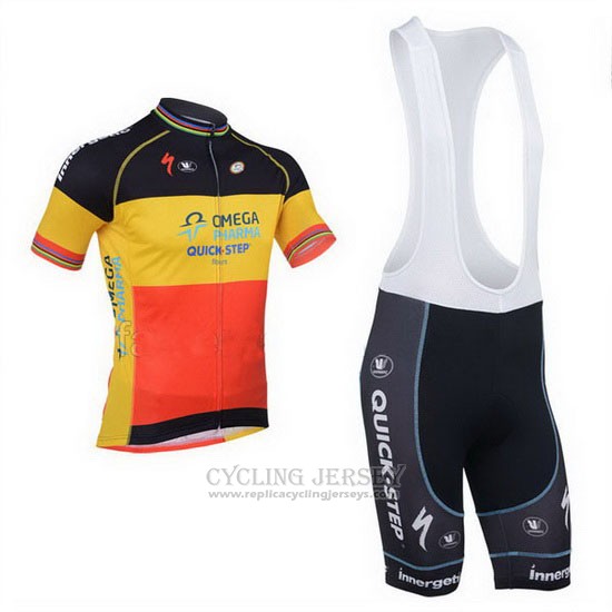 2013 Cycling Jersey Omega Pharma Quick Step Champion Belgium Short Sleeve and Bib Short